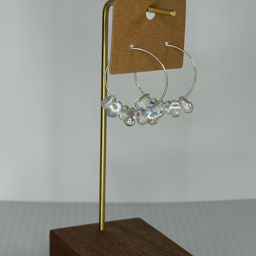 Hoop Earrings with Iridescent Beads